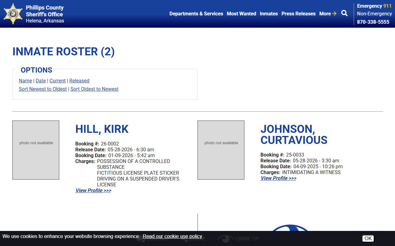 Phillips County jail mugshots 48 Hour Release roster channel